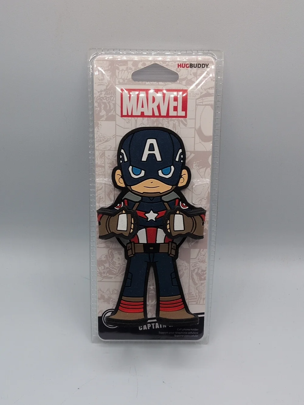 Hugbuddy Marvel Captain America Cell Phone Holder- Blue/Red Brand New